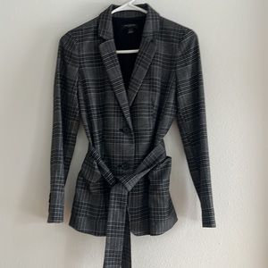Petite Ann Taylor belted houndstooth blazer
